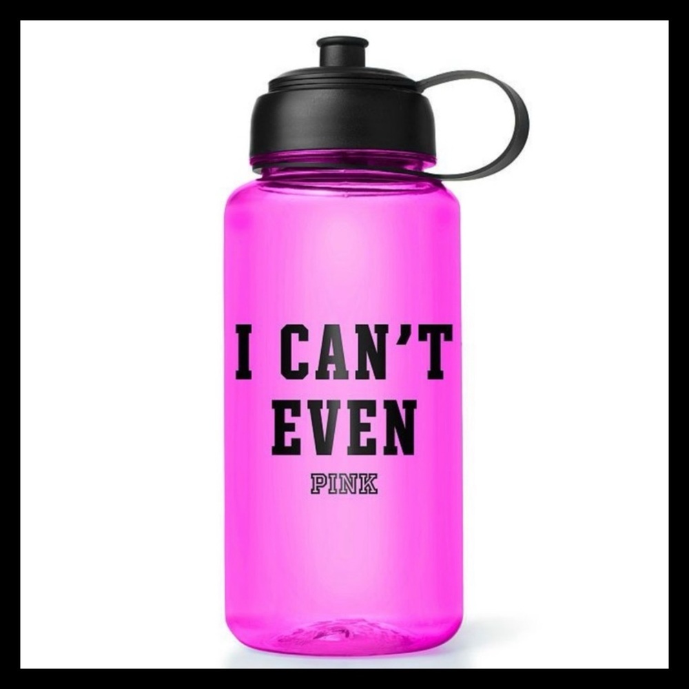 💕ⓅⒾⓃⓀ ⓋⓈ “I CAN’T EVEN” Water Bottle NWT💕